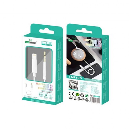 Lightning To Headphone Jack Adapter New Science Y-19 Branco Lightning To Headphone Jack Adapter New Science Y-19 Branco