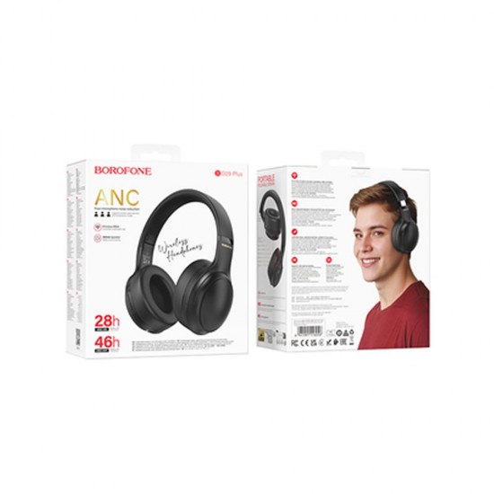 Borofone BO29 Black Bluetooth Headphones With Noise Reduction Borofone BO29 Black Bluetooth Headphones With Noise Reduction