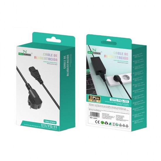 Cabo De Energia New Science Yg-11 Preto 16a/250v 1.5m 3 Face Cabo De Energia New Science Yg-11 Preto 16a/250v 1.5m 3 Face