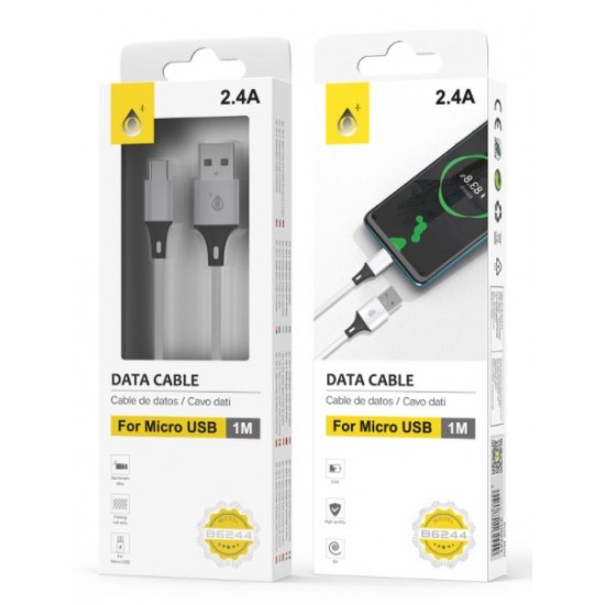 Cabo De Dados One Plus B6244 Branco 2.4a 1m Micro Usb