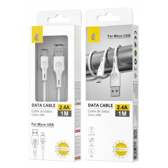 Cable Micro Usb One Plus Nb1253 2.4a, 1m Compatible With Fast Charging White