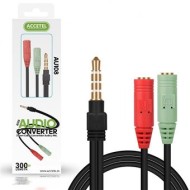 Cable Aux Accetel Au108 Black 3.5mm Audio And Microphone Converter