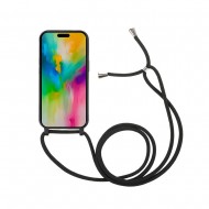 Capa Silicone Apple Iphone 16 Plus Preto Com Corda