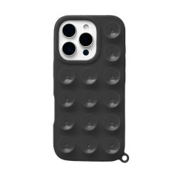 Capa Silicone Apple Iphone 15 Pro Max Preto Com Ventosas