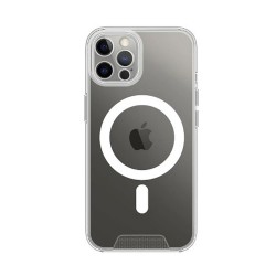 Capa Silicone Dura Apple Iphone 12 Pro Transparente Com Protetor De Câmera Magsafe