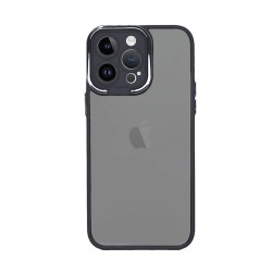 Capa Silicone Gel Bumper Apple Iphone 15 Pro Max Preto Com Protetor De Câmera Elektro