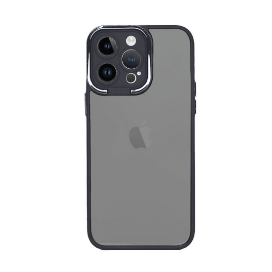 Capa Silicone Gel Bumper Apple Iphone 15 Pro Max Preto Com Protetor De Câmera Elektro
