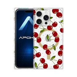 Capa Silicone Tpu Apple Iphone 16 Pro Max Transparente Cereja Magsafe
