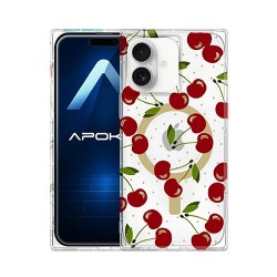 Capa Silicone Tpu Apple Iphone 16 Transparente Cereja Magsafe