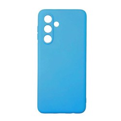 Capa Silicone Samsung Galaxy S24 Fe Azul Claro Com Protetor De Câmera