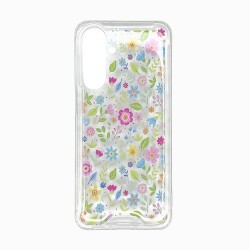Capa Silicone Dura Anti-Choque Samsung Galaxy A36/Galaxy A56 Transparente Flor D2