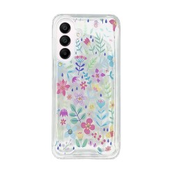 Capa Silicone Dura Anti-Choque Samsung Galaxy A36/Galaxy A56 Transparente Flor D3
