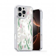 Capa Silicone Dura Anti-Choque Apple Iphone 16 Pro Max Transparente Flor D4