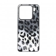 Capa Silicone Tpu Xiaomi 15 Cinza Leopardo Metalizada