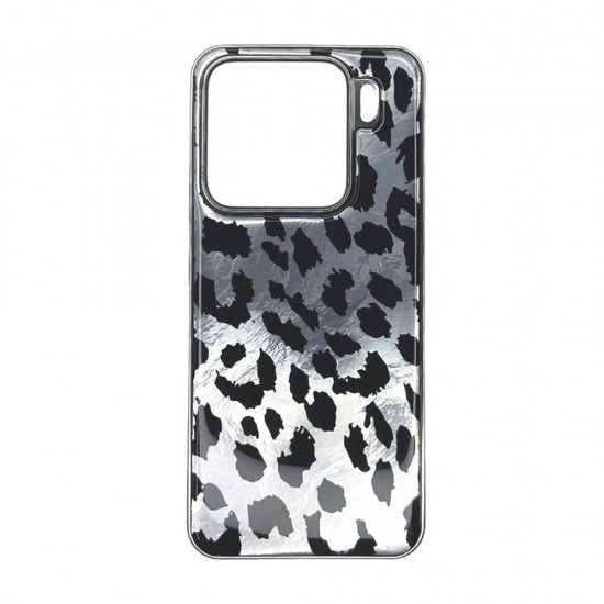 Funda De Silicona TPU Xiaomi 15 Gris Leopardo Metalizada Funda De Silicona TPU Xiaomi 15 Gris Leopardo Metalizada
