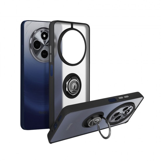 Xiaomi Redmi 14C Black TPU Silicone Case With Magnetic Finger Ring Xiaomi Redmi 14C Black TPU Silicone Case With Magnetic Finger Ring