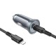 Borofone BZ26 Grey Car Charger 30W 3.0A With Type-C To Lightning Cable Borofone BZ26 Grey Car Charger 30W 3.0A With Type-C To Lightning Cable