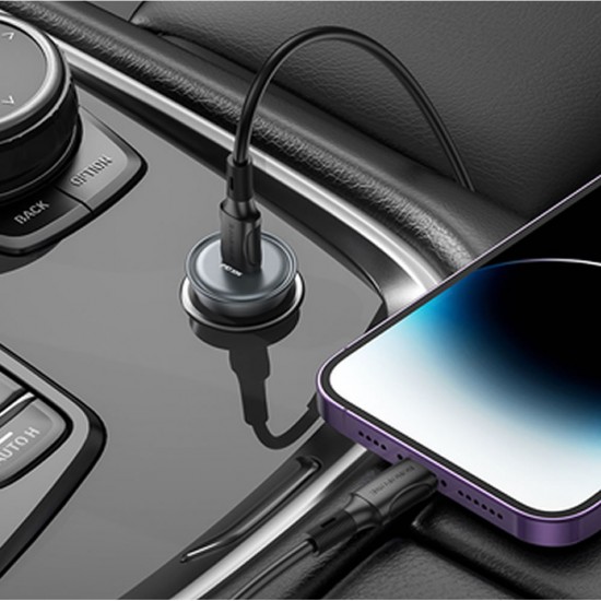 Borofone BZ26 Grey Car Charger 30W 3.0A With Type-C To Lightning Cable Borofone BZ26 Grey Car Charger 30W 3.0A With Type-C To Lightning Cable
