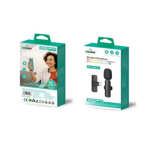 New Science WS-01 Black Wireless Microphone Type C New Science WS-01 Black Wireless Microphone Type C