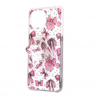 Silicone Case With Bling Glitter Xiaomi Mi 11 Lite Pink Butterfly Design / Strong Stand
