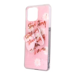 Silicone Case With Bling Glitter Xiaomi Mi 11 Lite Pink Butterfly Design / Strong Stand