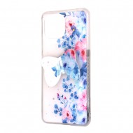 Funda de silicona con Bling Glitter Xiaomi Mi 11 Lite Diseño de mariposa Azul / Soporte fuerte