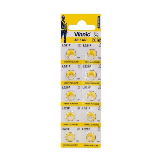 Pilhas Vinnic L521f Ag0 1.5v (1un) Pilhas Vinnic L521f Ag0 1.5v (1un)