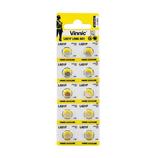 Pilhas Vinnic L621f Lr60 Ag1 1.5v (1un) Pilhas Vinnic L621f Lr60 Ag1 1.5v (1un)