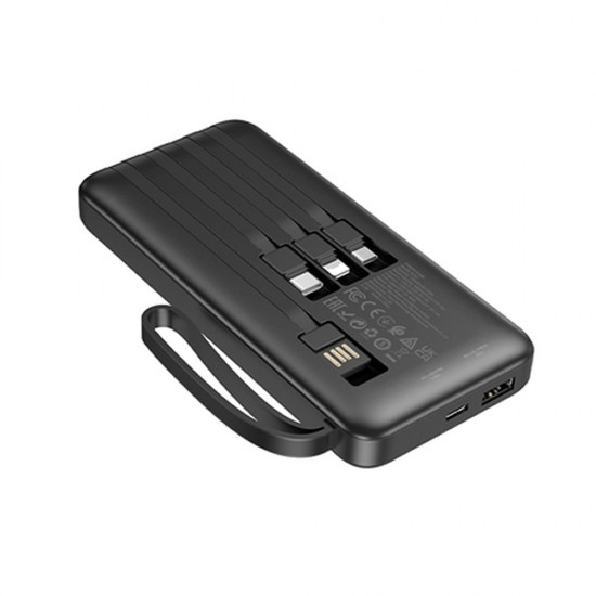 Borofone BJ53 Black 10000mAh Power Bank 2 Input And Cables USB/USB-C/Lightning/Micro Borofone BJ53 Black 10000mAh Power Bank 2 Input And Cables USB/USB-C/Lightning/Micro