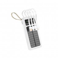 Power Bank New Science Dx125 Branco 5000mah 10w Com Cabo Usb/Usb-C/Lightning/Micro E Painel Solar