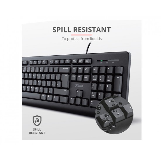 Keyboard Usb Trust Primo Spill Resistant Black