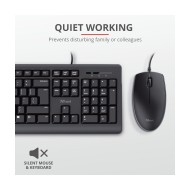 Keyboard Mouse Trust Tkm-250 1.8m Cable Spill Resistant Black