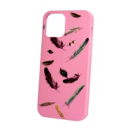 Silicone Cover Case Apple Iphone 12 / 12 Pro 6.1 Pink Feather