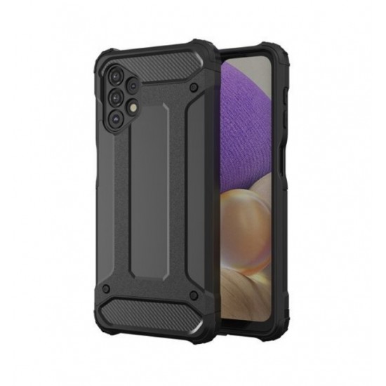 Capa Silicone Anti-Choque Armor Carbon Samsung Galaxy A32 5g A326 Preto Com Protetor De Câmera