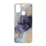 Samsung Galaxy M21 / M30s Hard Cover With Gliter Marble Stone Design Purple