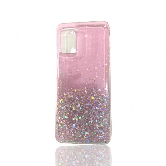 Capa Silicone Com Desenho Bling Glitter Samsung Galaxy A03s Rosa