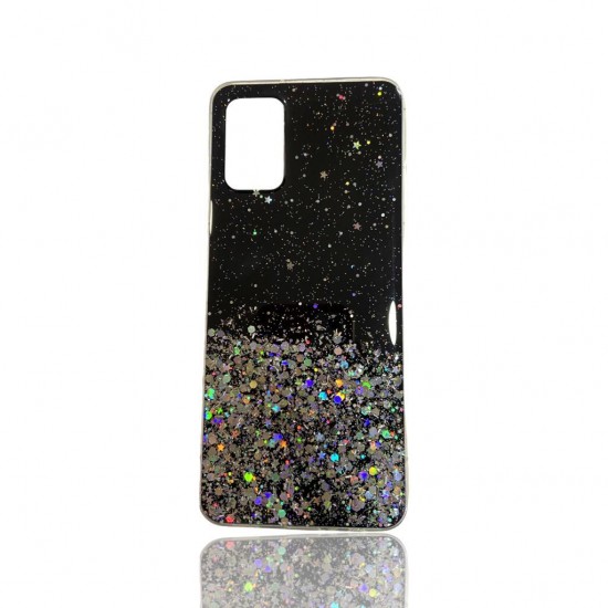 Capa Silicone Com Desenho Bling Glitter Samsung Galaxy A03s Preto