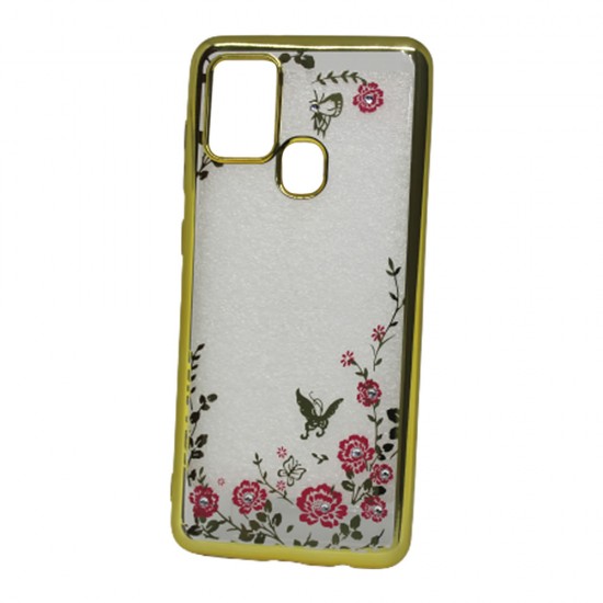 Capa With Flower Design Samsung Galaxy A21s Gold Capa With Flower Design Samsung Galaxy A21s Gold