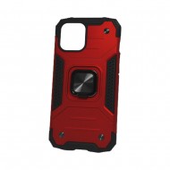 Capa Silicone Dura E Metal Kickstand Apple Iphone 12 Mini Vermelho Anel De Dedo