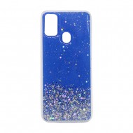 Capa Silicone Gel Liquido Glitter Samsung Galaxy M21 / M30s Azul