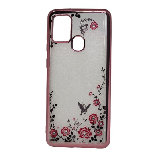 Capa With Flower Design Samsung Galaxy A21s Rose Gold Capa With Flower Design Samsung Galaxy A21s Rose Gold
