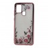 Capa Com Flor Desenho Samsung Galaxy A21s Rose Dourado