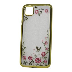 Capa Silicone Gel Com Desenho Flor Huawei Y5p Dourado