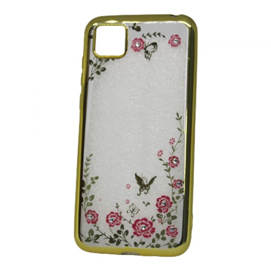 Capa Silicone Gel Com Desenho Flor Huawei Y5p Dourado Capa Silicone Gel Com Desenho Flor Huawei Y5p Dourado