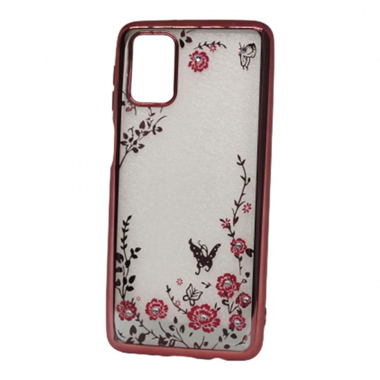 Capa Com Flor Desenho Samsung Galaxy A41 Rose Dourado