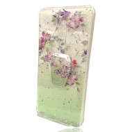 Capa Silicone Dura Com Desenho Brilhante Xiaomi Redmi 9 6.53" Verde Flowers