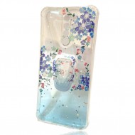 Capa Silicone Dura Com Desenho Brilhante Xiaomi Redmi 9 6.53" Azul Claro Flowers