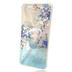 Glossy Design Hard Silicone Case Xiaomi Redmi 9 6.53" Light Blue Flowers