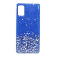 Capa Silicone Gel Liquido Glitter Samsung Galaxy A41 Azul