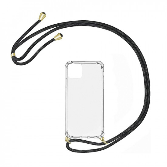 Capa Silicone Dura Anti-Choque Samsung Galaxy A41 Transparente Com Corda